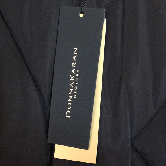 Donna Karan Small long black coat gold buttons knee length coat - Picture 6 of 15